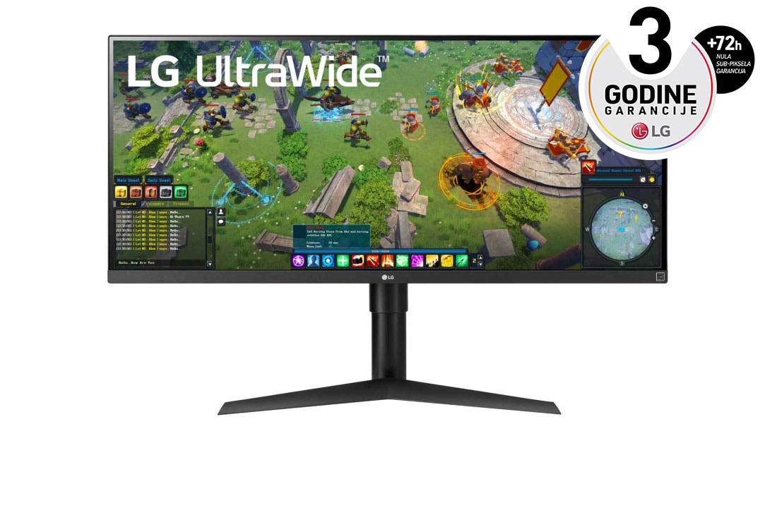 LG 34'' 21:9 UltraWide™ Full HD IPS monitor s HDR10 i AMD FreeSync™ , prikaz spreda, 34WP65G-B