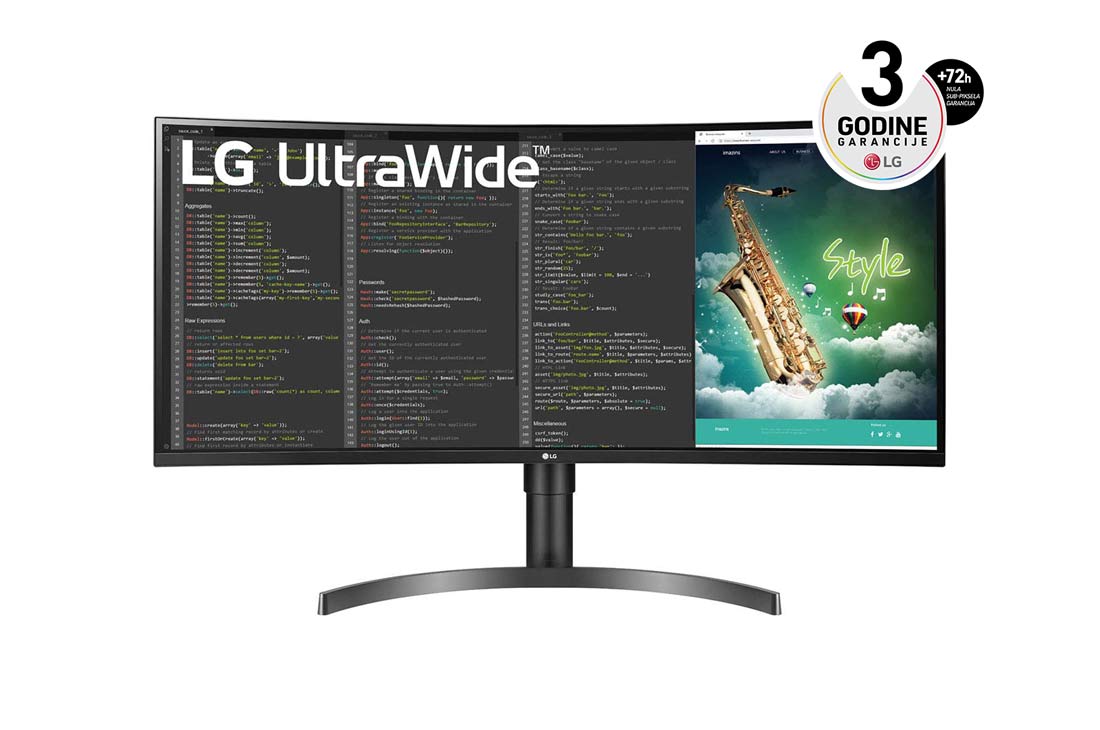 LG 35'' 21:9 Zakrivljeni QHD UltraWide™ VA monitor sa HDR10 i AMD FreeSync™ tehnologijom, prikaz spreda, 35WN65C-B, thumbnail 6