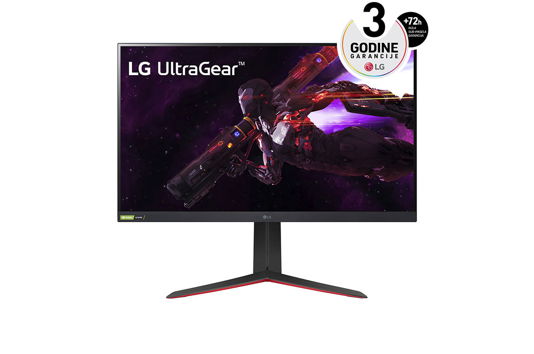 LG 31,5” UltraGear™ Nano IPS 1ms gejming monitor kompatibilan sa NVIDIA® G-SYNC®, prikaz spreda, 32GP850-B