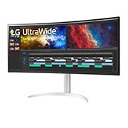 LG 37,5'' 21:9 Zakrivljeni UltraWide™ QHD+ (3840x1600) monitor, Prikaz sa bočne strane na +15 stepeni, 38WP85C-W, thumbnail 3