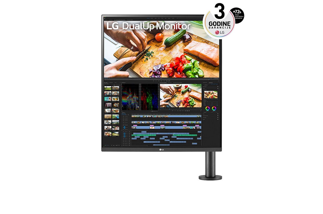LG 27,6'' DualUp Ergo SDQHD Nano IPS monitor, prikaz držača monitora spreda sa desne strane, 28MQ780-B