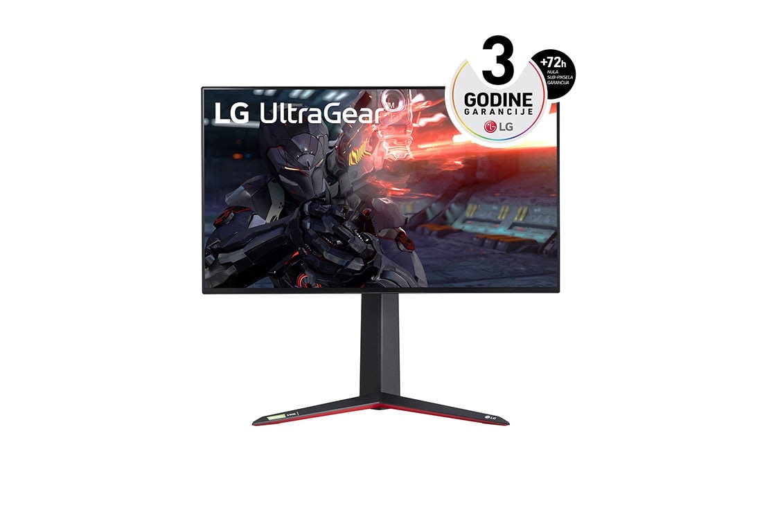 LG 27'' 4K UHD Nano IPS 1ms 144Hz UltraGear™ monitor , prikaz spreda, 27GN95R-B