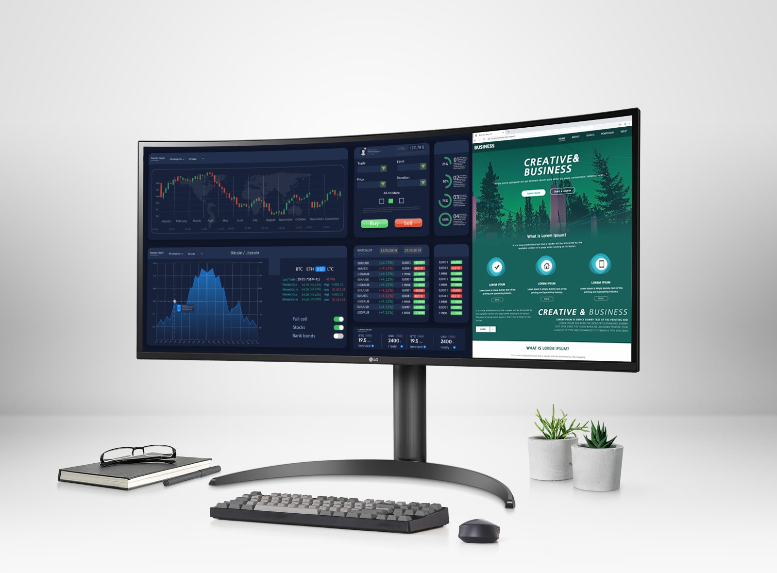 Uređujte i pokrećite različite programe na 34-inčnom 21:9 LG UltraWide™ QHD monitoru.