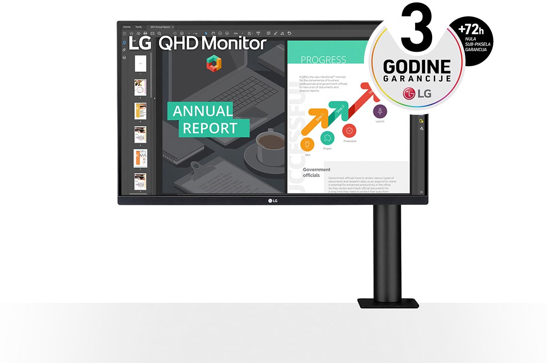 LG 27'' 4K UHD IPS monitor s HDR10, AMD FreeSync™ , Prikaz držača monitora spreda sa desne strane, 27QN880P-B
