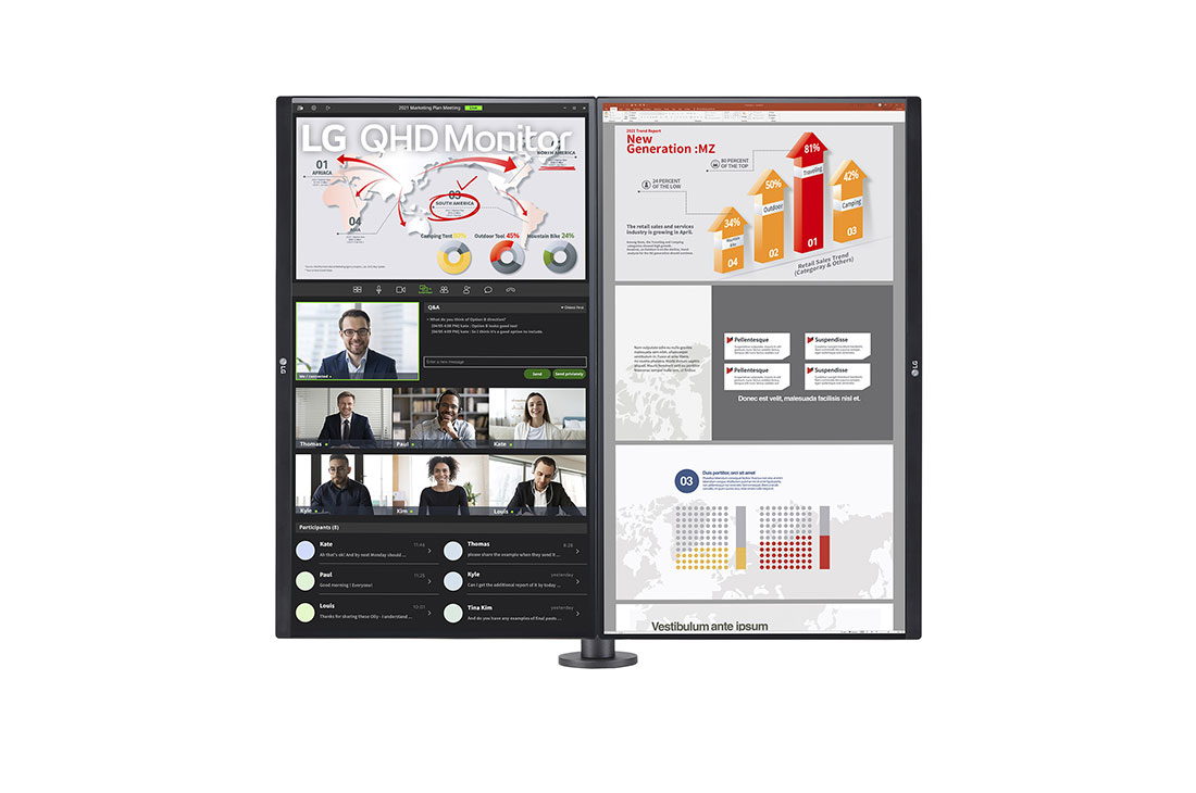 LG 27'' QHD IPS Ergo monitor sa USB Type-C™ i Daisy Chain , Prikaz spreda sa modulom okretanja, 27QP88DP-BS, thumbnail 3