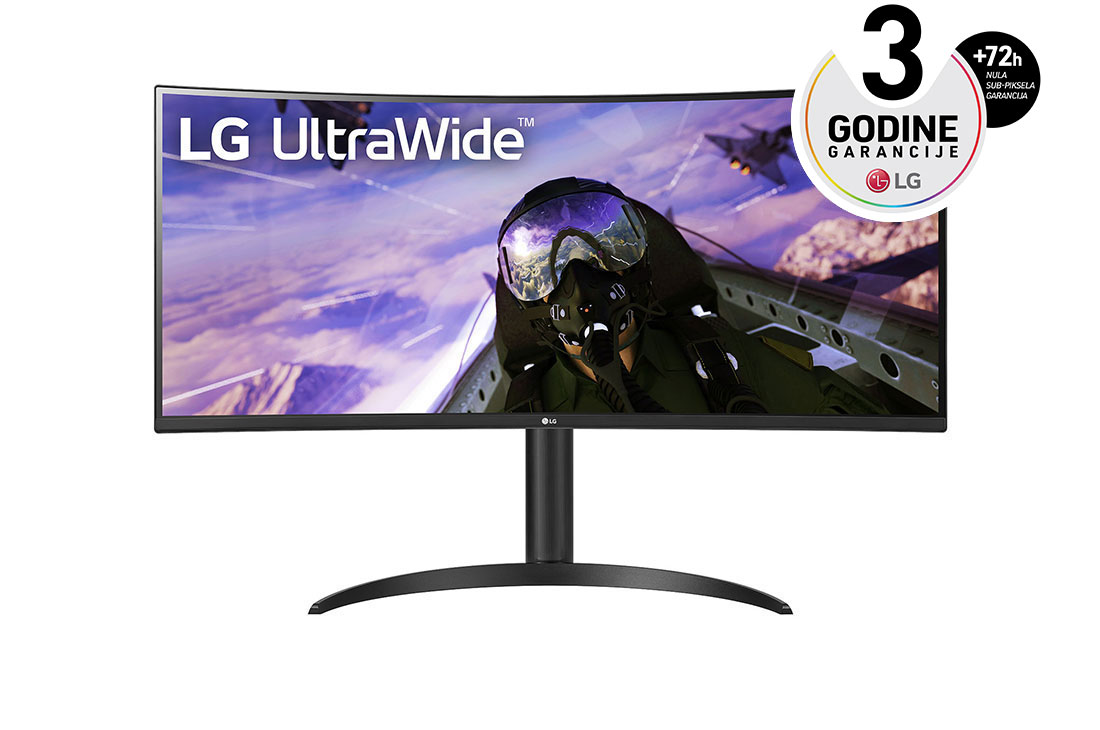 LG 34'' 21:9 QHD monitor sa AMD FreeSync™(Premium) i 1ms MBR, prikaz spreda, 34WP65CP-B