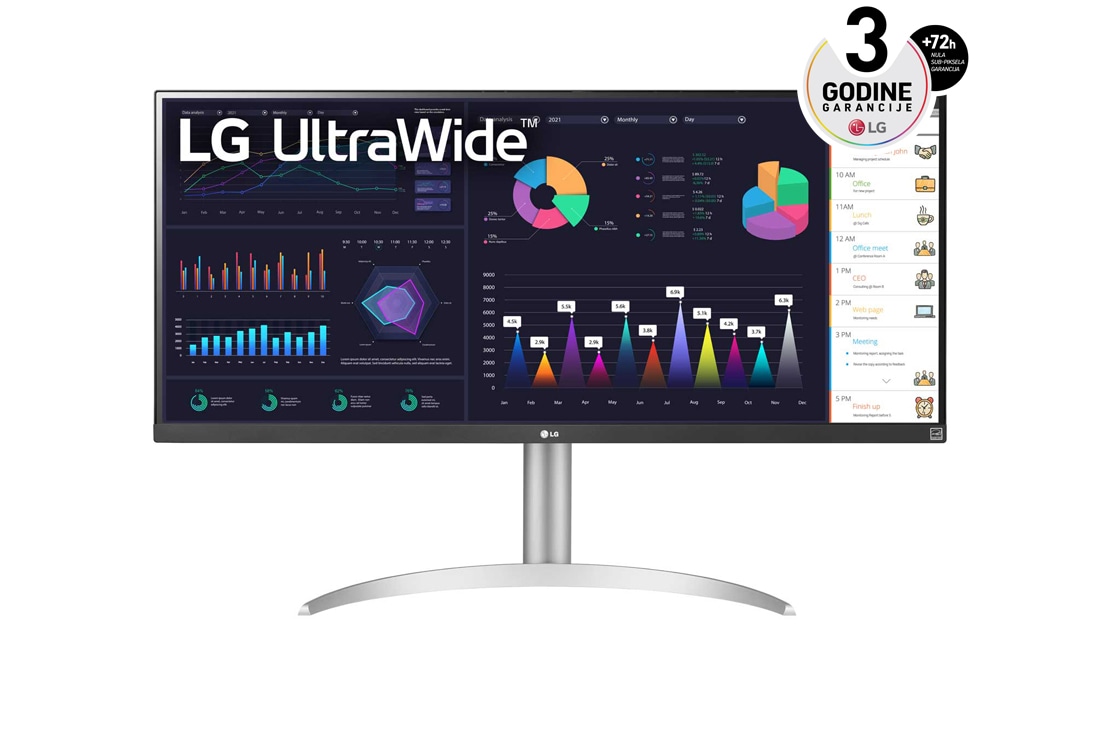 LG 34'' 21:9 UltraWide™ Full HD IPS Monitor sa AMD FreeSync™, prikaz spreda, 34WQ650-W