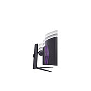 LG 49” UltraGear™ 32:9 Dual QHD zakrivljen gejming monitor sa brzinom osvežavanja od 240 Hz, bočni prikaz visine monitora iz perspektive odozgo nadole sa uključenim svetlima, 49GR85DC-B, thumbnail 8