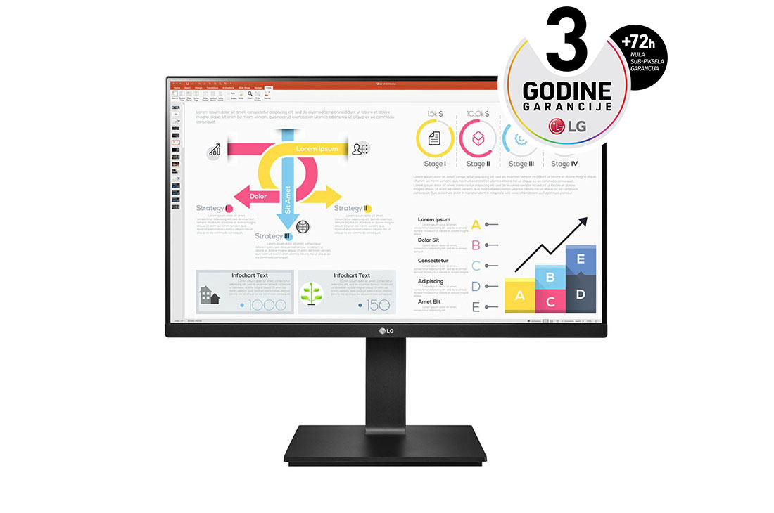 LG 23,8” QHD 16:9 IPS monitor sa brzinom osvežavanja od 60 Hz, prikaz spreda, 24QP750P-B