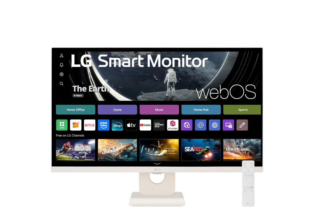LG 27” 16:9 Full HD IPS Smart monitor sa webOS platformom, Front view with remote , 27SR50F-W, thumbnail 2