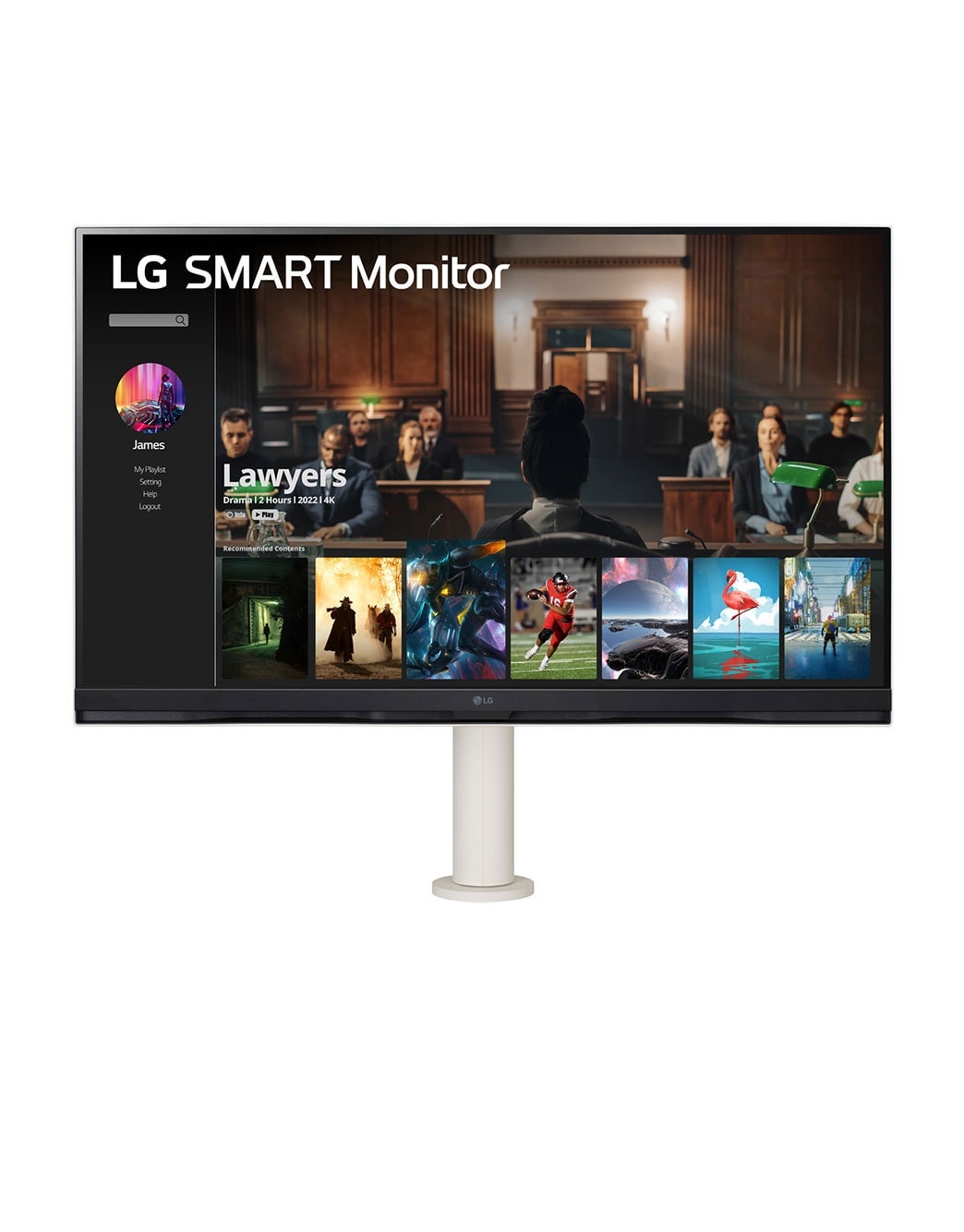 LG 32'' 16:9 4K UHD Smart monitor sа Еrgo postoljem i webOS platformom, prikaz držača monitora spreda na centru, 32SQ780S-W, thumbnail 2