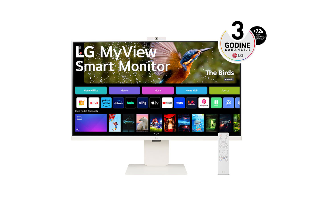 LG 32” 16:9 4K UHD IPS MyView Smart monitor sa veb kamerom, prikaz spreda sa veb-kamerom i daljinskim upravljačem, 32SR85U-W