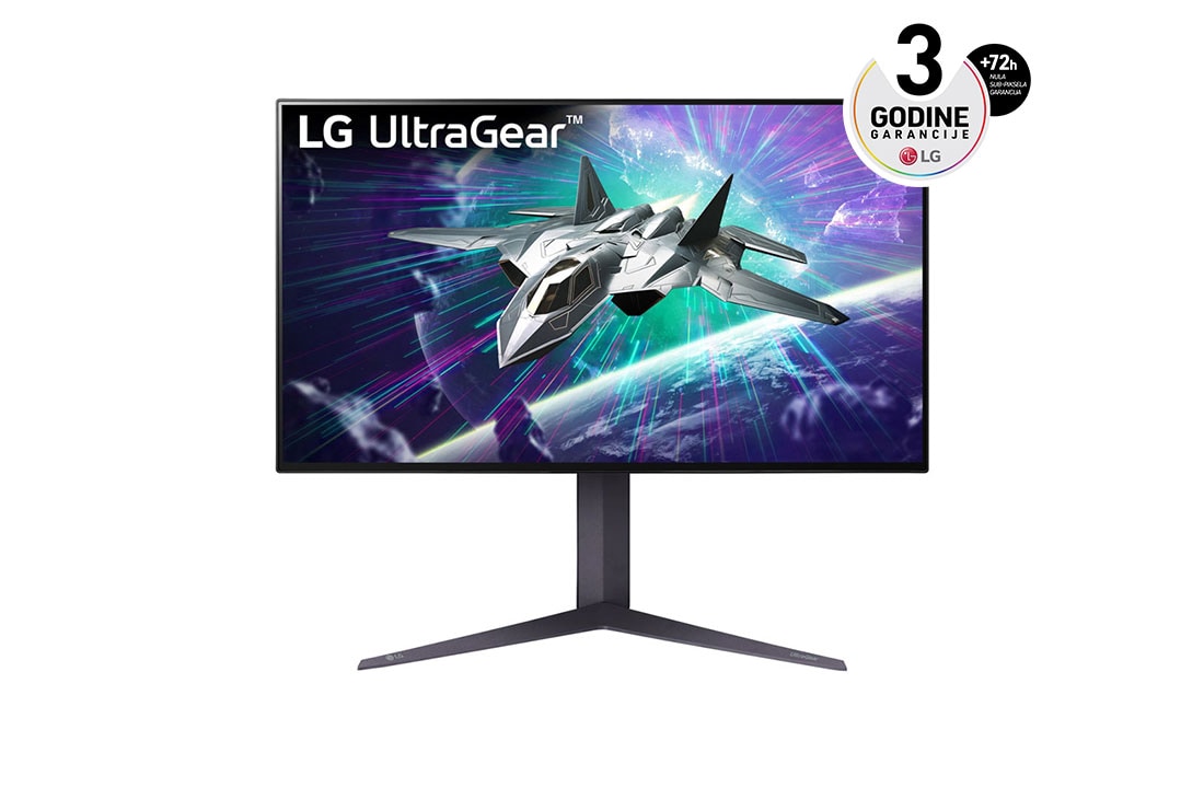 LG 27'' UltraGear™ 16:9 odnos širine i visine 4K UHD gejmerski monitor sa brzinom osvežavanja do 160 Hz, Prednji prikaz, 27GR95UM-B