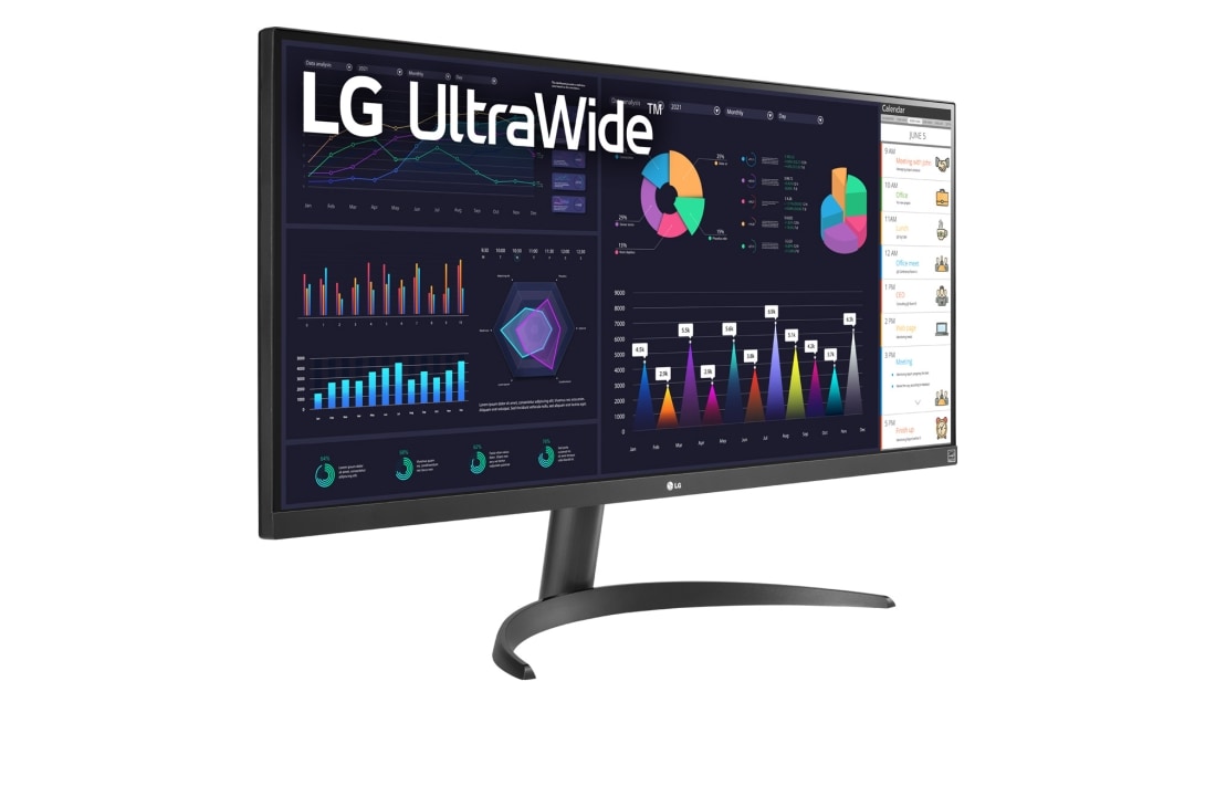 LG 34'' UltraVide™ IPS 21:9 monitor sa omjerom širine i visine sa brzinom osvježavanja od 100 Hz, bočni prikaz pod +45°, 34WQ500-B, thumbnail 4