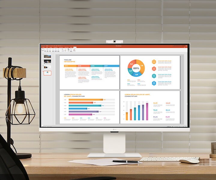 Na slici je prikazan LG Smart Monitor na radnom stolu, koji služi za rad i zabavu.