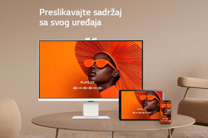 Fotografija koja prikazuje LG Smart Monitor uređaje u kancelariji i kod kuće.