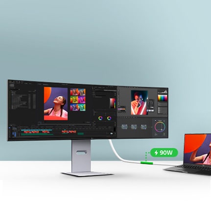 USB Type-C koristi se za povezivanje laptopa i monitora na kom je interfejs za uređivanje videa, s USB-C portom na monitoru.