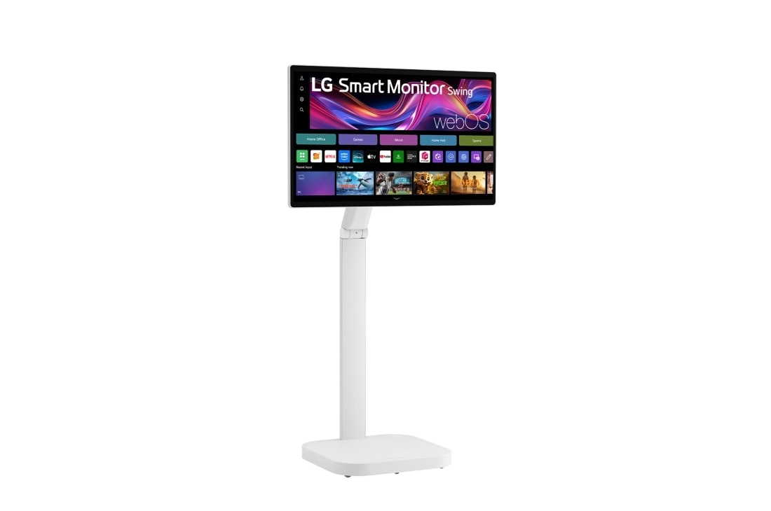 LG 32'' 4K UHD IPS pametni monitor Swing sa ekranom osetljivim na dodir i postoljem za pomeranje, +15 degree side view with monitor height adjusted downward, 32U889SA-W, thumbnail 12