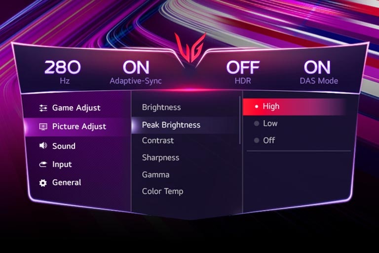 Slika GUI podešavanja za Maksimalnu osvetljenost.