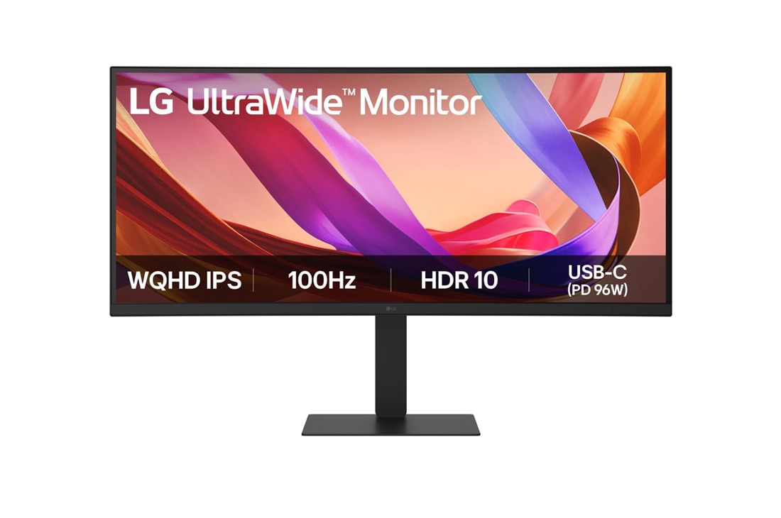 LG 34” UltraWide™ WQHD IPS zakrivljeni monitor sa brzinom osvežavanja od 100Hz, Front view of ultrawide monitor, 34U650A-B