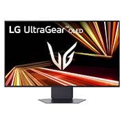 LG 32'' UltraGear™ 4K UHD OLED Dual-Mode gejmerski monitor, 32GX850A-B prednji prikaz monitora sa spuštenim postoljem, 32GX850A-B, thumbnail 5