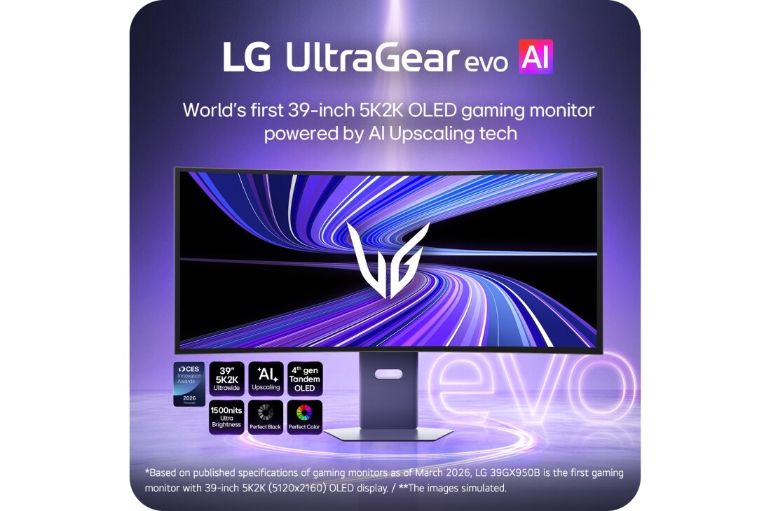 LG 39'' UltraGear™ evo AI OLED 5K2K zakrivljeni dual-mode monitor za igre, 39GX950B-B, thumbnail 4
