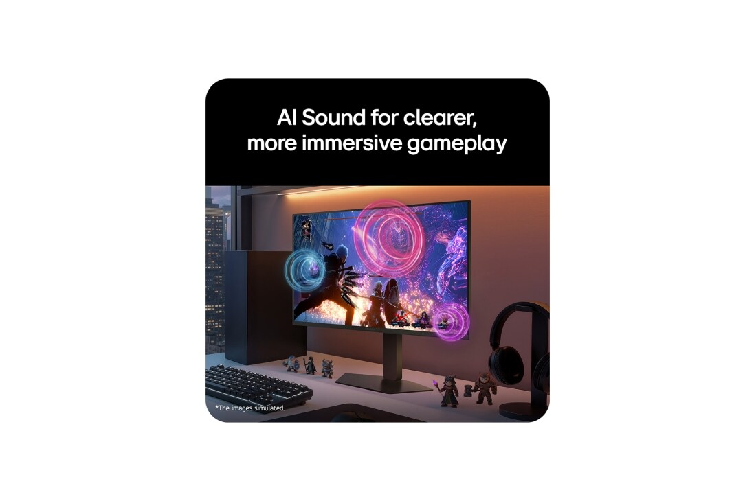 LG 27'' UltraGear™ IPS 5k Dual-Mode monitor za igre, Pogled sa strane na monitor koji predstavlja zvuk poboljšan veštačkom inteligencijom uz još jasniji i sveobuhvatniji zvučni zapis tokom igranja, 27GM950B-B, thumbnail 14