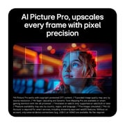 LG UltraGear™ GX9s od 34 inča, OLED gejming monitor koji pokreće webOS, Ova slika ističe AI Picture Pro, prikazujući naprednu tehnologiju unapređivanja rezolucije koja poboljšava svaki kadar sa boljom jasnoćom, detaljima i preciznošću na nivou piksela., 34GX90SB-W, thumbnail 5