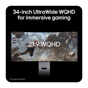 LG UltraGear™ GX9s od 34 inča, OLED gejming monitor koji pokreće webOS, Ova slika ističe UltraWide WQHD (3440x1440) ekran od 34 inča u razmeri 21:9, pružajući impresivno gejming iskustvo sa širim vidnim poljem., 34GX90SB-W, thumbnail 8