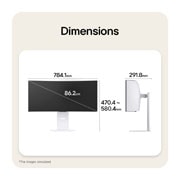 LG UltraGear™ GX9s od 34 inča, OLED gejming monitor koji pokreće webOS, Pogledi spreda i sa strane na gejming monitor predstavljaju njegove ukupne dimenzije i dizajn profila., 34GX90SB-W, thumbnail 15