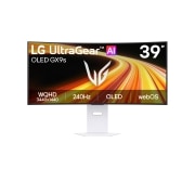 LG UltraGear™ GX9s od 39 inča, OLED gejming monitor koji pokreće webOS, Ova slika prikazuje prednji deo LG UltraGear OLED GX9s gejming monitora od 39 inča, koji ima OLED ekran sa WQHD (3440×1440) rezolucijom, brzinom osvežavanja od 240 Hz i webOS., 39GX90SB-W, thumbnail 1