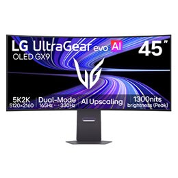 Prednji prikaz 45-inčnog gejmerskog monitora UltraGear evo GX9, prvog na svetu 5K2K OLED gejmerskog monitora od 45" s tehnologijom AI povećavanja rezolucije slike (45GX950B)2