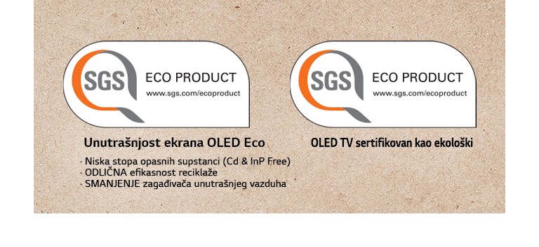 Logotip sertifikata SGS na OLED panelima i OLED televizorima.