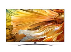 QNED91 sa krupnim kadrom latica svetlih nijansi žute i narandžaste boje na ekranu.