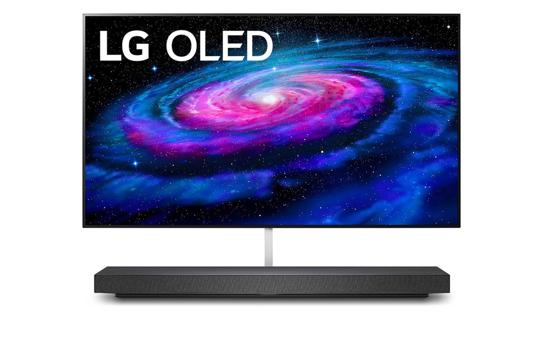 LG 65'' (165 cm) 4K HDR Smart OLED TV, front view with infill image, OLED65WX9LA