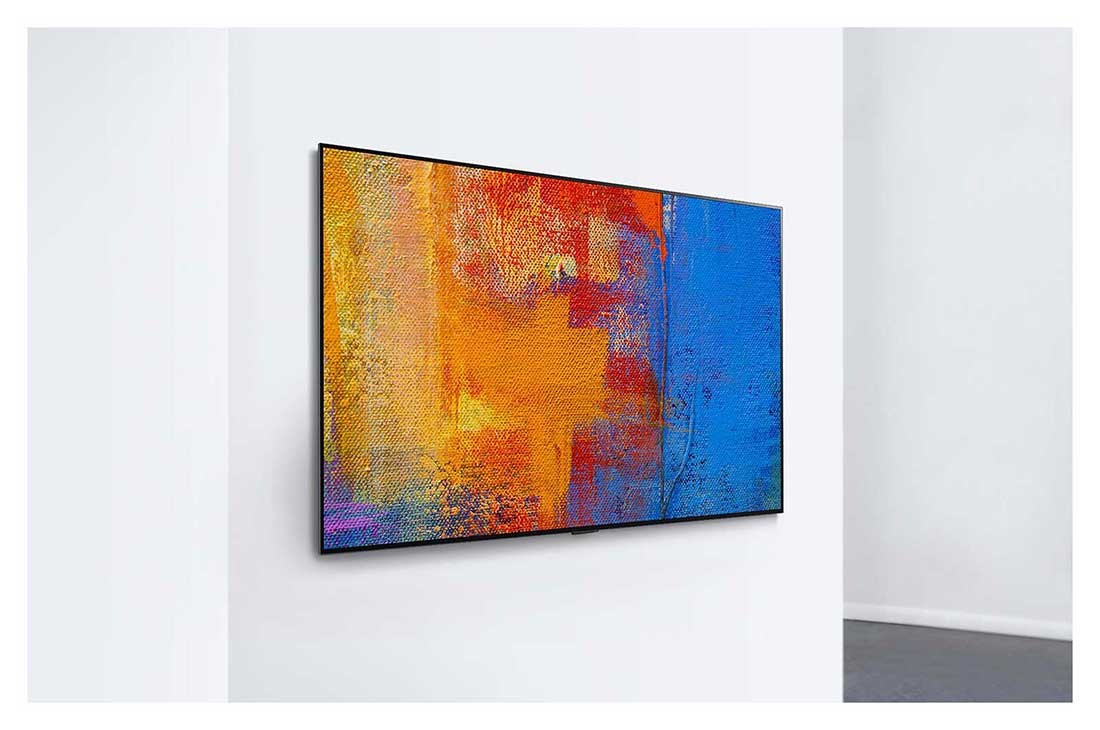 LG 77'' (196 cm) 4K HDR Smart OLED TV, Prikaz spreda na na LG Gallery Design TV koji se estetski sjedinjuje sa zidom, poput umetničkog dela., OLED77GX3LA, thumbnail 12