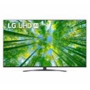 LG UHD 60'' UQ8100 4K TV, Prikaz prednje strane LG UHD TV sa slikom i prikazanim logotipom proizvoda, 60UQ81003LB, thumbnail 1