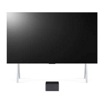 Pogled spreda na model LG OLED M3 i uređaj Zero Connect Box ispod njega, amblem „10 Years World No.1 OLED TV” (10 godina najbolji OLED TV na svetu), LG OLED evo, dok se na ekranu vidi logotip „5-Year 1