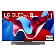 LG 77-inčni LG OLED evo AI C4 4K Smart TV 2024, Prikaz spreda uređaja LG OLED evo AI TV, OLED C4, 11 godina na 1. mestu u svetu, logo OLED amblema i programa webOS Re:New Program na ekranu, kao i Soundbar ispod, OLED77C41LA, thumbnail 11