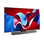 LG 65-inčni LG OLED evo AI C4 4K Smart TV 2024, Blago zakošen prikaz sa desne strane uređaja LG OLED evo TV, OLED C4 sa LG Soundbar zvučnikom ispod, OLED65C41LA, thumbnail 12