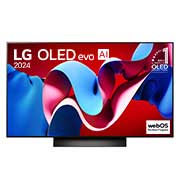 LG 48-inčni LG OLED evo AI C4 4K Smart TV 2024, Prikaz spreda uređaja LG OLED evo AI TV, OLED C4, 11 godina na 1. mestu u svetu, logo OLED amblema i programa webOS Re:New Program na ekranu, OLED48C41LA, thumbnail 1