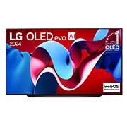 LG 83-inčni LG OLED evo AI C4 4K Smart TV 2024, Prikaz spreda uređaja LG OLED evo AI TV, OLED C4, 11 godina na 1. mestu u svetu, logo OLED amblema i programa webOS Re:New Program na ekranu, OLED83C43LA, thumbnail 1