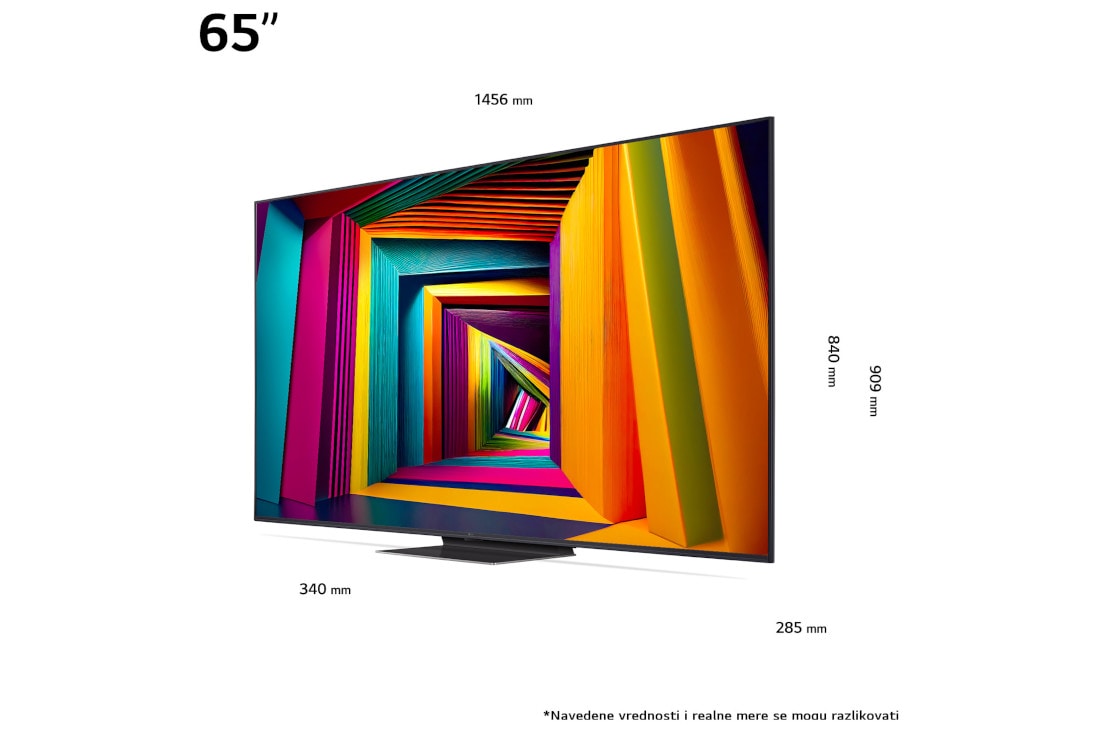 LG UHD AI UT91 4K Smart TV 2024 od 65 inča, LG UHD TV, UT91 Dimenzije, 65UT91003LA, thumbnail 3