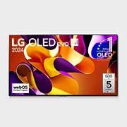 LG 77-inčni LG OLED evo AI G4 4K Smart TV 2024, Prikaz spreda uređaja LG OLED evo AI TV, OLED G4, amblem za 11 godina na 1. mestu u svetu za OLED ekrane, logo programa webOS Re:New Program i logo za 5 godina garancije na panel na ekranu, OLED77G42LW, thumbnail 1