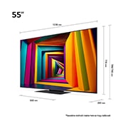 LG UHD AI UT91 4K Smart TV 2024 od 55 inča, Blago iskošen prikaz sa leve strane uređaja LG UHD TV, UT90, 55UT91003LA, thumbnail 3