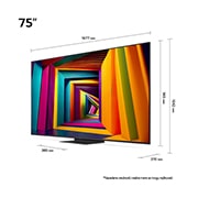 LG UHD AI UT91 4K Smart TV 2024 od 75 inča, Blago iskošen prikaz sa leve strane uređaja LG UHD TV, UT90, 75UT91003LA, thumbnail 3