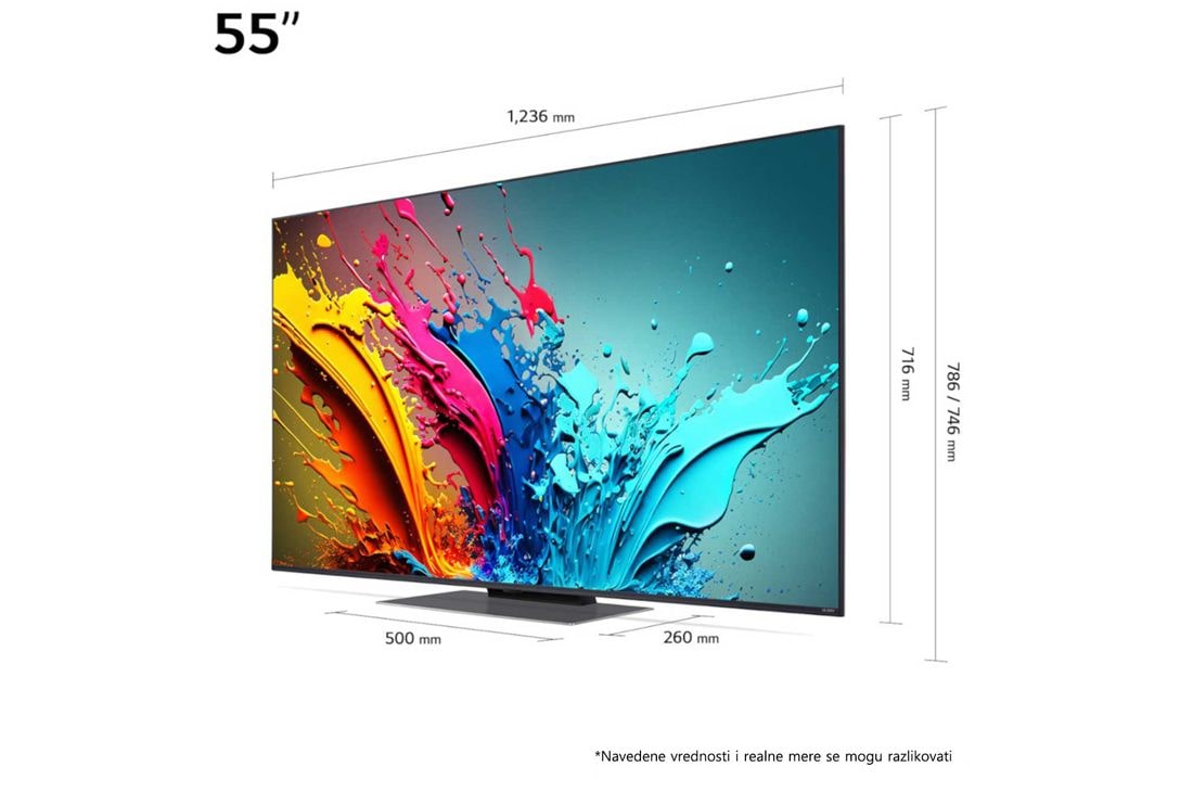 LG 55 inčni LG QNED AI QNED86 4K Smart TV 2024, Blago iskošen prikaz sa leve strane uređaja LG QNED TV, QNED86, 55QNED86T3A, thumbnail 3