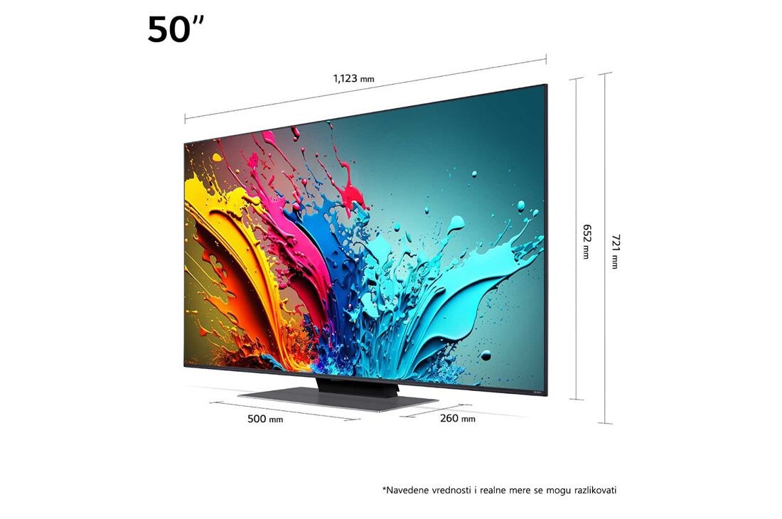LG 50 inčni LG QNED AI QNED86 4K Smart TV 2024, Blago iskošen prikaz sa leve strane uređaja LG QNED TV, QNED86, 50QNED86T3A, thumbnail 3
