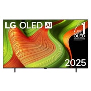 LG 65 inčni LG OLED AI B5 4K pametni televizor 2025, Prikaz sa prednje strane LG OLED AI B5 4K pametnog televizora. 12 godina na 1. mestu u svetu, OLED amblem i logotip LG OLED AI 2025 su na ekranu., OLED65B53LA, thumbnail 1