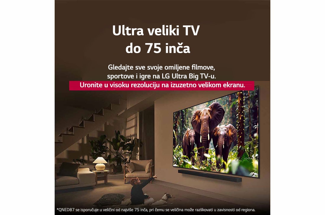 LG 75 inčni LG QNED evo AI QNED87 4K Smart televizor 2025, Naslov govori o tome kako je svaka radnja uzbudljivija na velikom ekranu., 75QNED87A3B, thumbnail 6